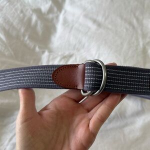 J. Crew | SZ Large 34-40” | Pinstripe Webbing D-ring Belt | Preppy Academia Golf